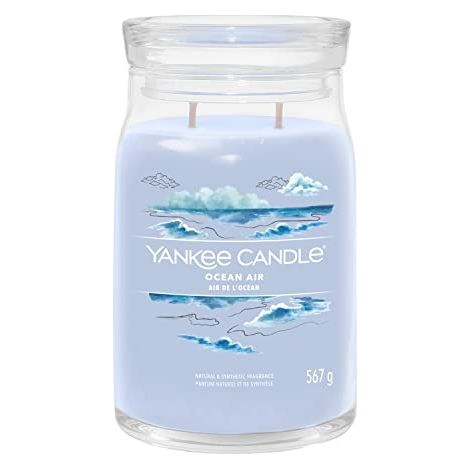 YANKEE CANDLE SIGNATURE BOUGIE PARFUMÉE OCEAN AIR GRANDE BOUGIE EN POT AVEC DOUBLE MÈCHE MÉLANGE DE CIRE DE SOJA À COMBUSTIO