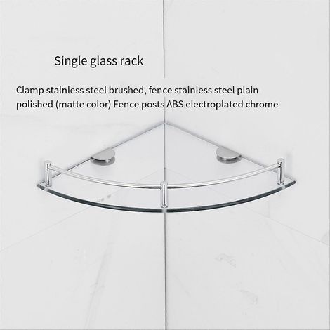Étagères de salle de bain, étagère d'angle triangulaire murale en verre trempé pour ranger gel douche/savon (1/5)