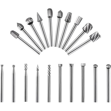 Set di 20 frese in carburo compatibili con frese rotanti da 3 mm, utensili per intaglio in acciaio rapido per incisione su legno, foratura, lucidatura di metalli, rettifica (1/5)