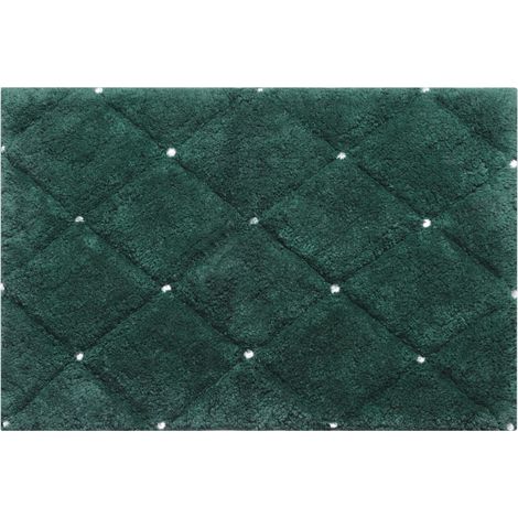Weiche Badematte aus Baumwolle, schick mit Kristallen, 60 x 90 cm, dunkelgrün (1/4)