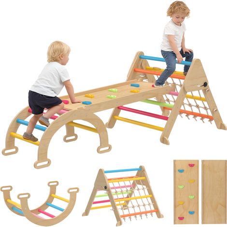 AIYAPLAY 8-in-1 Toddler Climbing Frame, Play Triangle Set, Multicolour