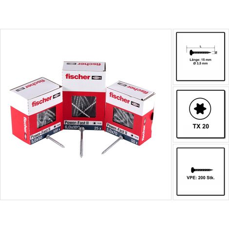 Vis pour panneaux agglomérés Power-Fast II 3,5x15 PH blvz VG TX, UE 200 (1/5)