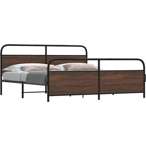 Metallbett ohne Matratze Braun Eichen-Optik 200x200 cm