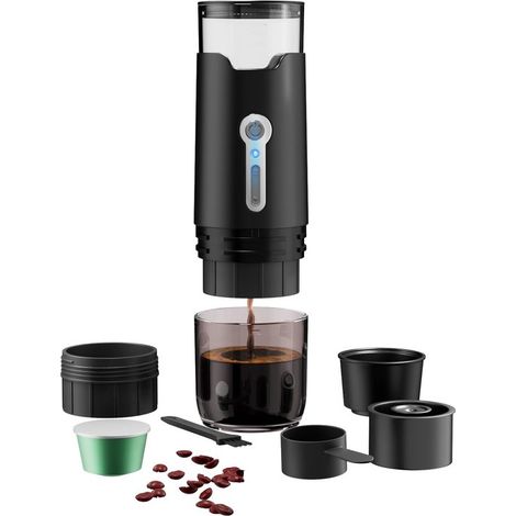 Machine à café portable pour voiture. Idéale pour le camping, les caravanes, la randonnée et le bureau. Sans fonction de chauffage. (1/5)