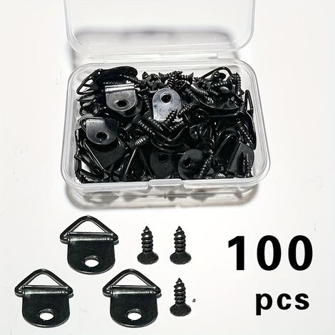 Lot de 100 (50 crochets +50 vis) : Patères triangulaires en métal pour cadres photo, crochets muraux pour cadres photo avec vis, petit anneau de suspension pour l'exposition d'œuvres d'art, petit croc (1/5)