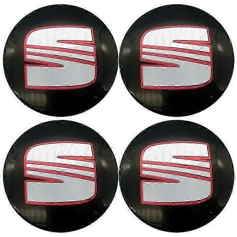 Lot de 4 enjoliveurs centraux de roue de voiture 60 mm avec logo autocollant pour Seat Ibiza 6j 6l FR, Atca, Altea XL, Leon 2 et Leon (1/3)
