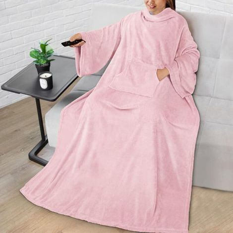 Coperta con maniche per uomo e donna, portatile, calda e morbida, ideale come regalo per moglie o mamma - Crezuo (1/4)