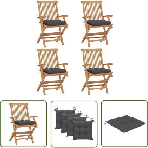 Furniture Limited - Chaises de jardin et coussins anthracite lot (1/5)