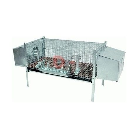 Cage pour lapins 2 places – Dimensions 154x53xH70 cm – Pliable avec nids – Espace entre barreaux 2.5 cm – Inferramenta (1/2)