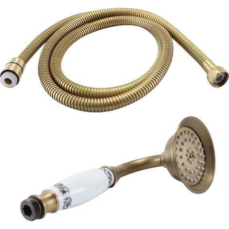Pommeau de douche rétro avec flexible de 1,5 m, style téléphone traditionnel, pour pommeau de douche standard (1/5)