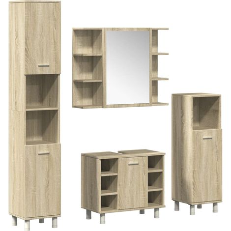 Maison Exclusive - 4-tlg. Badmöbel-Set Sonoma-Eiche Holzwerkstoff