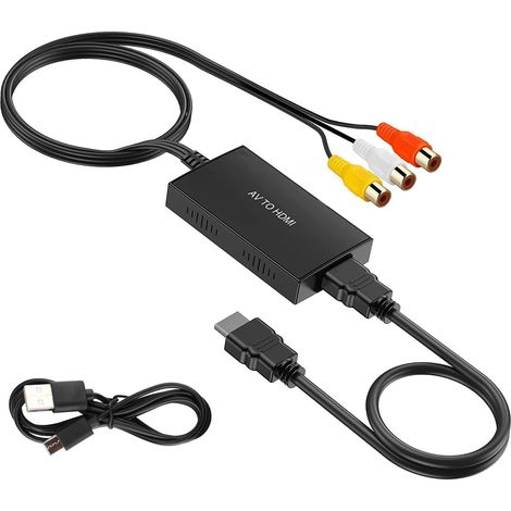 AV to HDMI Converter, RCA Input, Video Output, Audio Adapter with HDMI Cable (1/5)