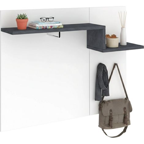 Dmora - Eingangsmöbel Dcugnat, Moderner multifunktionaler Eingangsbereich, Mehrzweckschrank für Eingangsbereich, 100 % Made in Italy, cm 120x30h100, glänzend weiß und Schiefer
