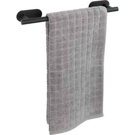 WENKO Turbo-Loc® Edelstahl Badetuchstange Orea Black Matt, Handtuchhalter, Befestigen ohne bohren, Schwarz, Edelstahl rostfrei schwarz (1/5)