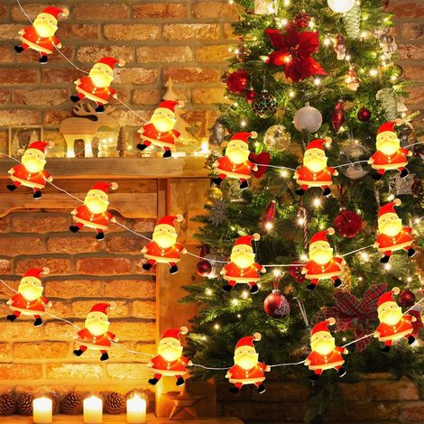 Chaîne de lumières de Noël du Père Noël, Guirlande lumineuse, 2M 20 LEDs Lumières Père Noel pour Décoration Intérieure Extérieure, Jardin, Christmas, Rideau Lumineux Interieur Décoration de Noel