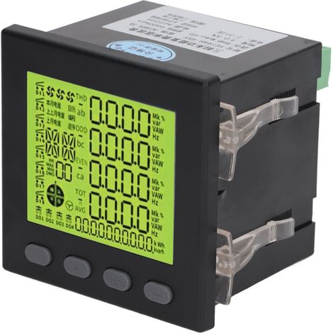 Compteur électrique triphasé multifonction pour surveillance conso voltage et énergie AC380V 5A alimentation AC220V boîtier ABS noir (1/5)