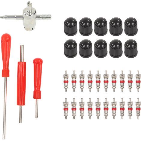 34pcs Tire D'élimination de la Soupape de Pneu Kit D'outils D'installation D'outils Universels Ajustement Polyvalent pour Vélos RVS Automobiles Véhicules électriques. (1/5)