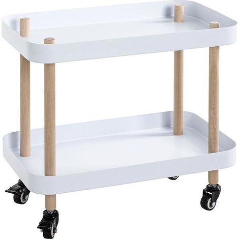 Desserte de Cuisine 2 Niveaux "Yumi" 47cm Blanc (1/4)