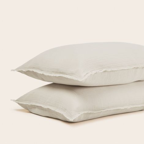 Lot de 2 taies d'oreiller 50x75 cm MADURA - Ficelle - LOU (1/4)
