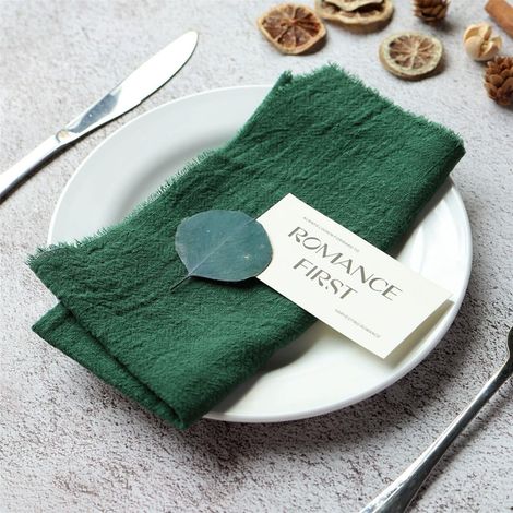 6 Pièces Serviettes de Table en Tissu 42 X 42cm Serviette Tissu avec Franges Serviettes de Table Carrées en Coton Réutilisable Serviette en Coton pour Mariage, Fête, Maison (Vert Foncé) (1/5)
