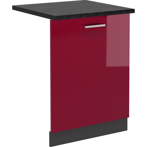Tapa del lavavajillas R-Line, Rojo Burdeos alto brillo, 60 cm , ET Antracita, Vicco