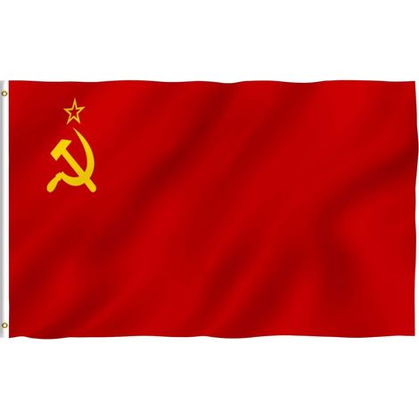 Drapeau soviétique 60 x 90 cm - Résistant à la décoloration - Bande de renfort en toile et double couture - Drapeau de l'Union des républiques socialistes soviétiques