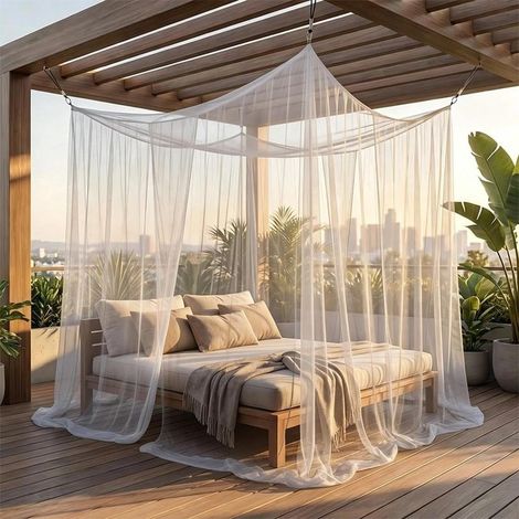 Moskitonetz für den Außenbereich, XXL-Moskitonetz für Garten, Doppelbett, quadratisches Moskitonetz für den Innenbereich für Balkone, Pergolen, Gärten und Camping (3x5x2,5m) (1/5)