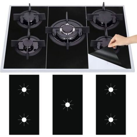 3Pcs Plaque de Cuisson à Gaz Protection en Téflon, Tapis de Cuisinière à Gaziniere Gaz Réutilisables, Protection d'écran Anti-adhésif, Nettoyage Rapide (1/4)