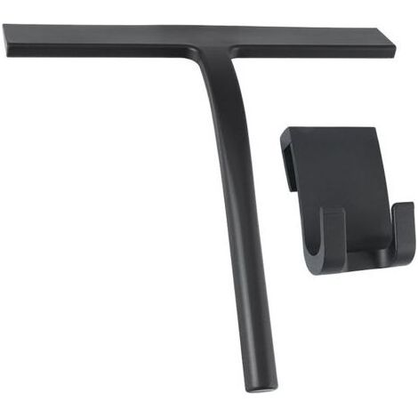 Silikon-Duschabzieher mit Edelstahlkern für Dusche, Badezimmer, Spiegel-, Glas- und Fliesenreinigung (schwarz, klein) (1/5)