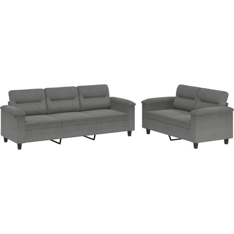 Maison Exclusive - Set Divani 2 pz con Cuscini Grigio Scuro in Tessuto Microfibra