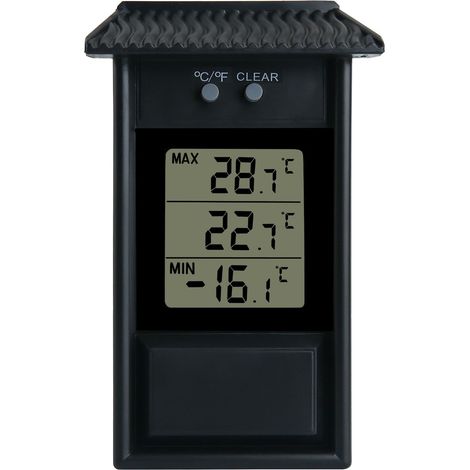 Gewächshaus-Thermometer, wasserdicht, digitaler Min.-Gewächshaus-Thermometer-Monitor, 0,1 °C Auflösung, -20 bis 50 °C Temperaturbereich, batteriebetrieben (schwarz)