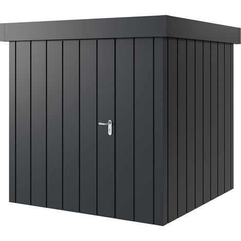 Hörmann Metall-Gerätehaus "Juno" mit Flachdach, JFD5 - Modern, 214 x 214 cm (B x T), anthrazit, 1-flüglige Tür, Anschlag links (1/5)