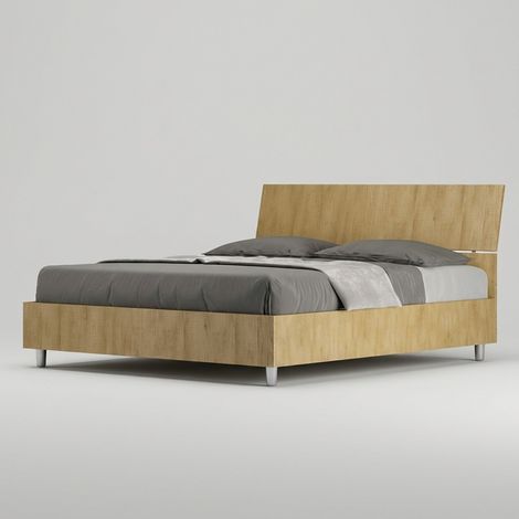 Doppelbett 160x190cm ohne Lattenrost mit geneigtem Kopfteil Demas - Natur (1/3)