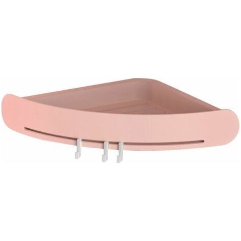 Étagère de douche triangulaire de salle de bain support de rangement pour baignoire d'angle rose (1/4)