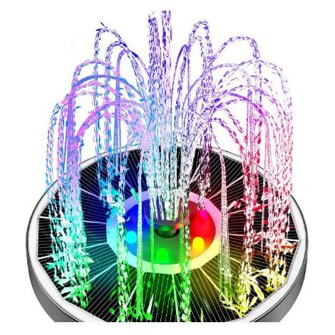 3.5W Fontaine Solaire 7 LEDs Colorée, Solaire Flottant Extérieur Fontaine Pompe Bassin Solaire avec 6 Buses pour Bain d'oiseaux,Étang,Piscine,Jardin Fontaine,Décoration de Jardin (1/5)