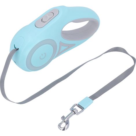 Laisse rétractable pour chien avec lumière LED puissante, frein à une main, verrouillage pause, anti-nœuds, robuste, type 1 (1/5)