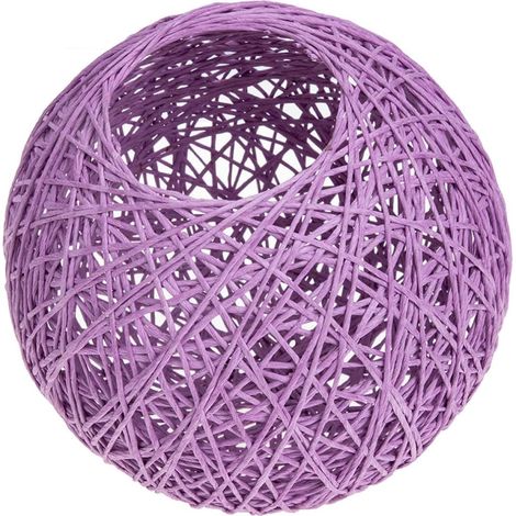 Abat-Jour en Rotin Tressé 20 CM Violet, Cage Protectrice pour Ampoule, Luminaire Suspendu Décoratif pour Chambre Salon Bureau, Accessoire d'Éclairage Polyvalent et Robuste (1/5)