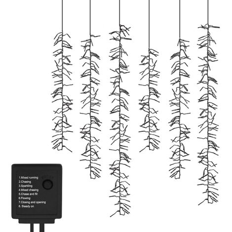 ECD Germany LED Lichterkette Lichtervorhang mit 480 LEDs, Warmweiß, Lichternetz mit 8 Modi + Timer, 6 Strängen, Innen- und Außenbereich IP44, strombetrieben, Weihnachtsbeleuchtung Eiszapfen Eisregen