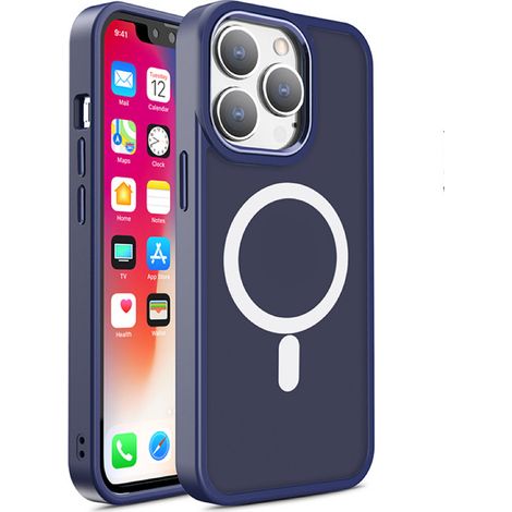 Custodia magnetica con MagSafe per iPhone 15, fori per cordino, blu navy (1/5)