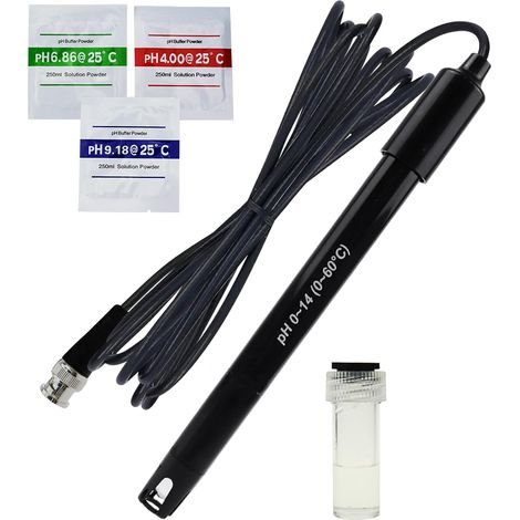 Kit De Remplacement Pour Aquarium Hydroponique Plante Piscine Spa 0-14 Sonde D'électrode De Ph Connecteur Bnc, Câble De 300 Cm Pour Capteur De Test De Contrôleur De Moniteur De Ph (BNC pH Electrode) (1/5)