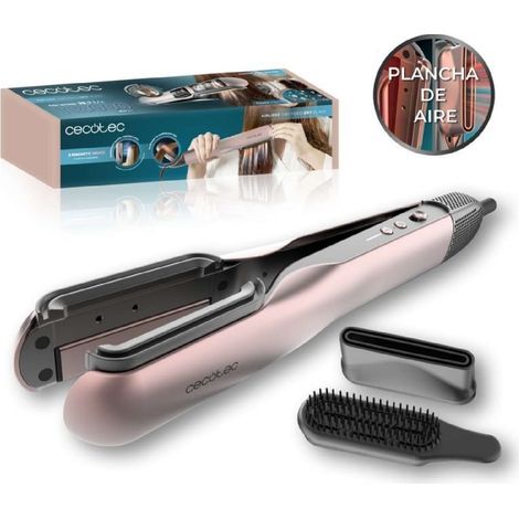 Cecotec Plancha de Pelo con Aire AirLisse 2in1 ForceDry Black. 1000W, Flujo de Aire 19,7m/s, 2 Cabezales Imantados, Sin Frizz