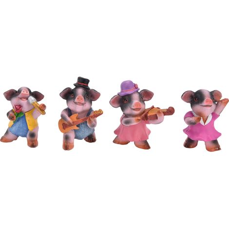 4 Figurines Cochons Mignons Décoratifs pour Salon, Chambre ou Bureau - Statuettes Cartoon Texturées (1/5)