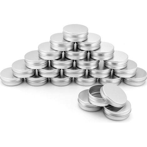 ® 24 runde Aluminiumdosen mit Deckel, leere Kosmetikdosen für Make-up, Creme, Lippenbalsam, Reiseaufbewahrung (60 ml) (1/5)