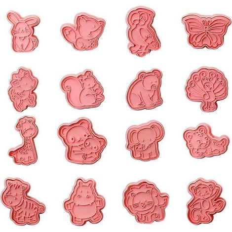 Ensemble de 16 moules à biscuits en forme d'animaux mignons pour la pâtisserie maison. (1/5)