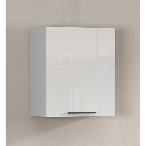 Meuble haut de cuisine moderne blanc brillant Louna (1/5)