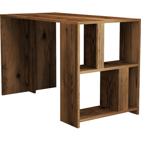 Schreibtisch Corfinio, 3 Ablagen, 4 Fächer, Platte Farbe Braun, 120x60x75h cm Nussbraun