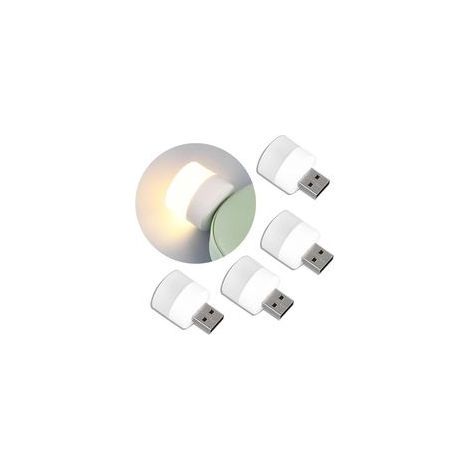 Mini USB LED night light bulb, plug-in, warm white, compact, ideal for bedroom, bathroom, hallway, kitchen (4 warm lights)