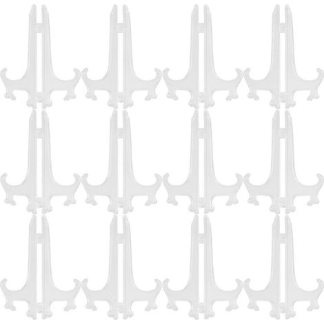 Lot de 12 présentoirs à assiettes transparents de 18 cm (7 pouces) avec support en plastique, pliables, pour bureau ou magasin. Organisateur de médailles et autres accessoires de présentation.-17.5cm (1/3)
