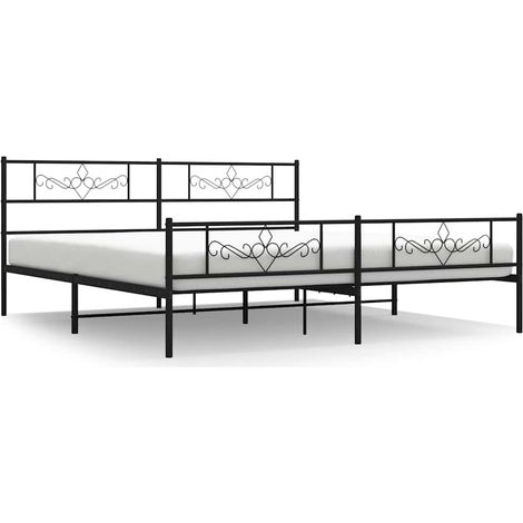 Maison Exclusive - Giroletto con Testiera e Pediera Metallo Nero 193x203 cm (1/5)