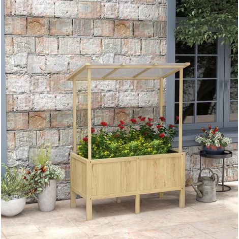 Cassetta da orto rialzata con coperchio 110 x 60 x 152 cm in legno naturale HAVRYA (1/5)